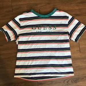 Vintage Guess Tee T-Shirt Medium Embroidered Retro